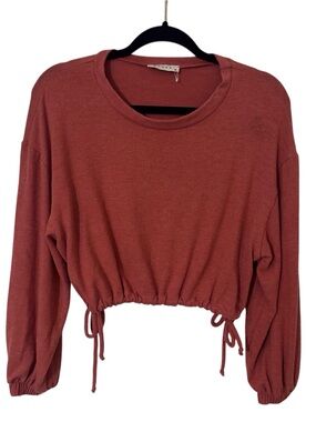 Stark X Size X-Small Rust Orange Boxy Cinched Waist Pullover Cropped Blouse Top